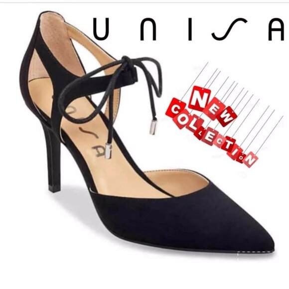 UNISA Unamabelle Ankle Strap Pumps Faux Suede Black - Picture 1 of 5